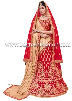 Majestic Red Velvet Embroidered Lehenga Choli