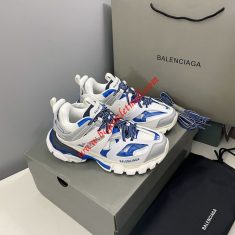 Balenciaga Glow In The Dark Track Sneakers Unisex In White/Blue