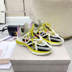 Jimmy Choo Cosmos F Sneakers Unisex Leather And Neoprene Lemon