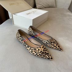 Jimmy Choo Love Flats Women Leopard Leather Brown