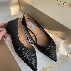 Jimmy Choo Romy Flats Women Glitter Fabric Black