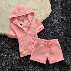 Juicy Couture Studded Logo Crown Velour Tracksuits 608 2pcs Women Suits Pink